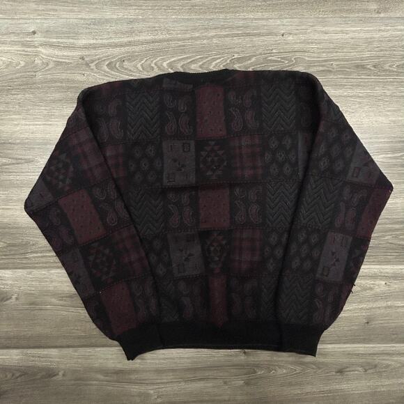 Vintage Embassy Row Sweater Mens Large Made In Italy Wool Abstract Pattern 90s - Picture 2 of 5